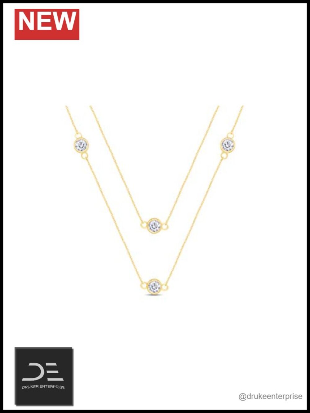 925 Silver Gold Plated 3mm CZ Station Necklace
